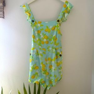 Beach Bunny lemon print romper/overalls
